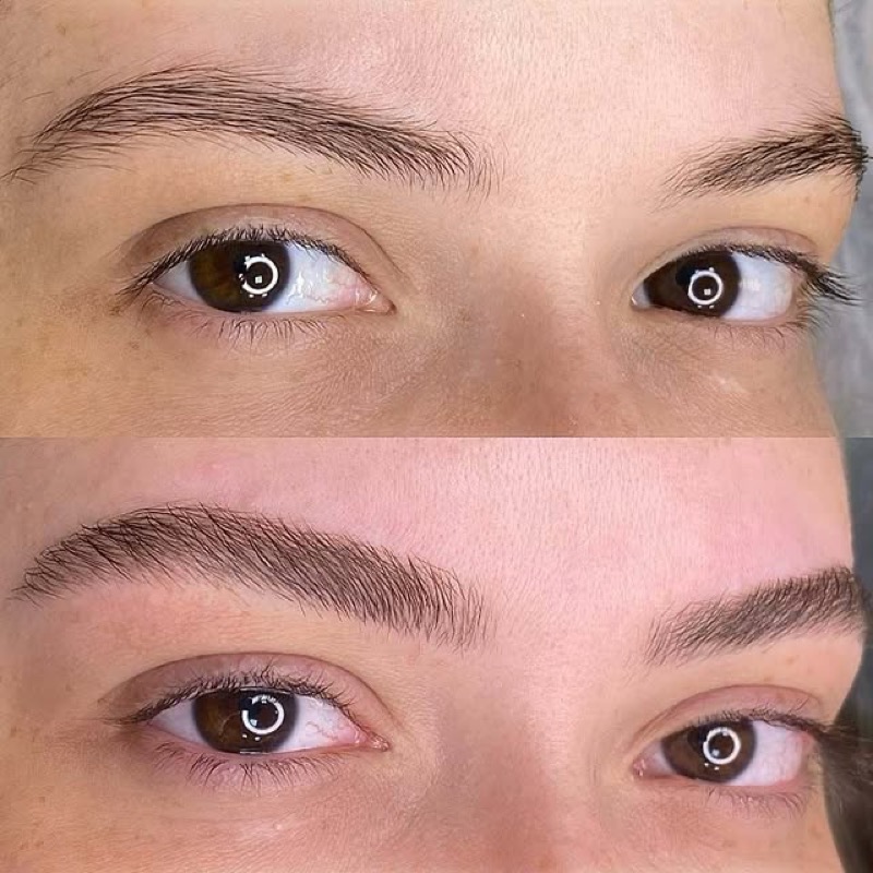 Resultado antes e depois do design de sobrancelhas